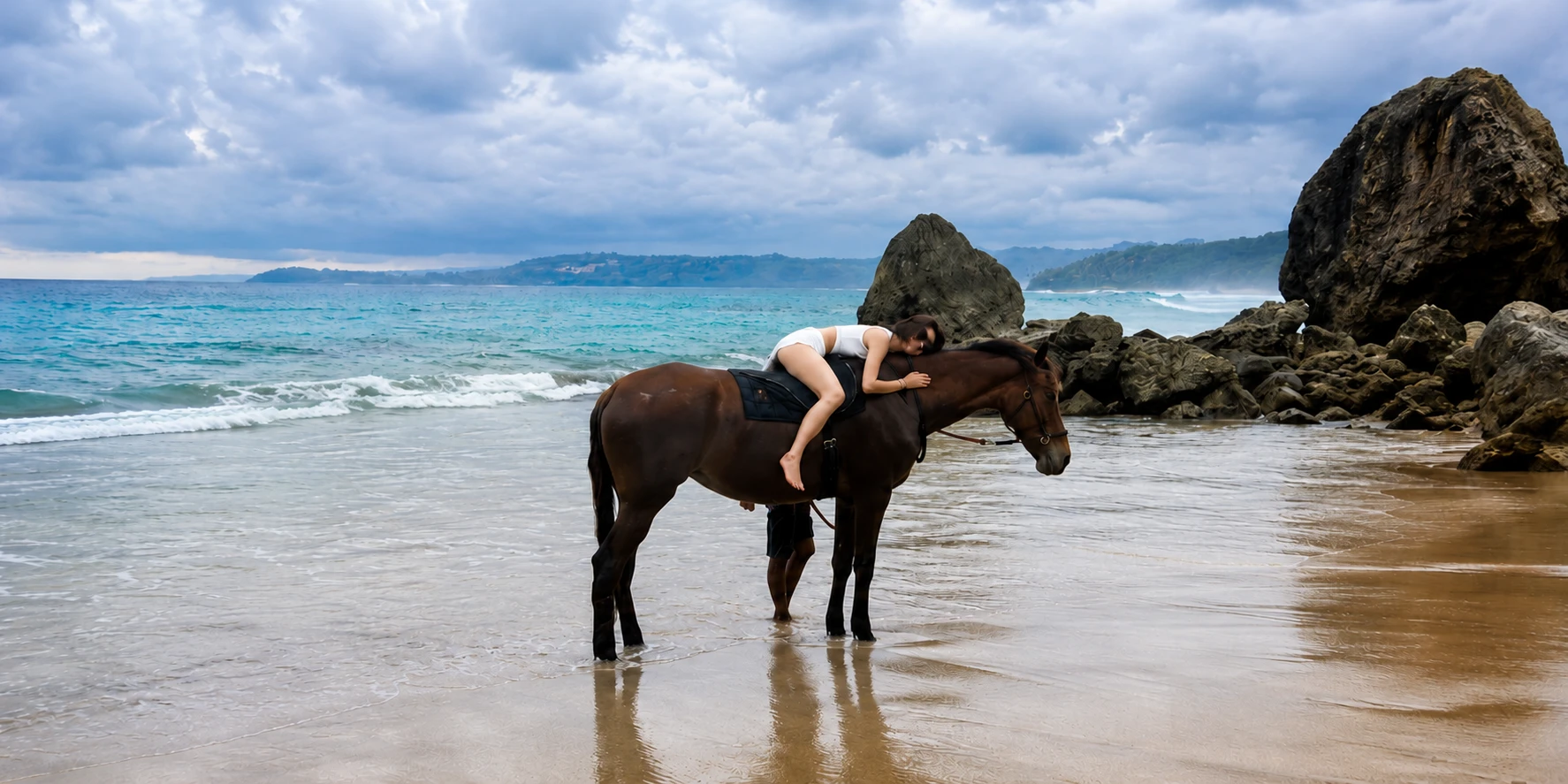 Guest horseback riding experience, Sumba beach