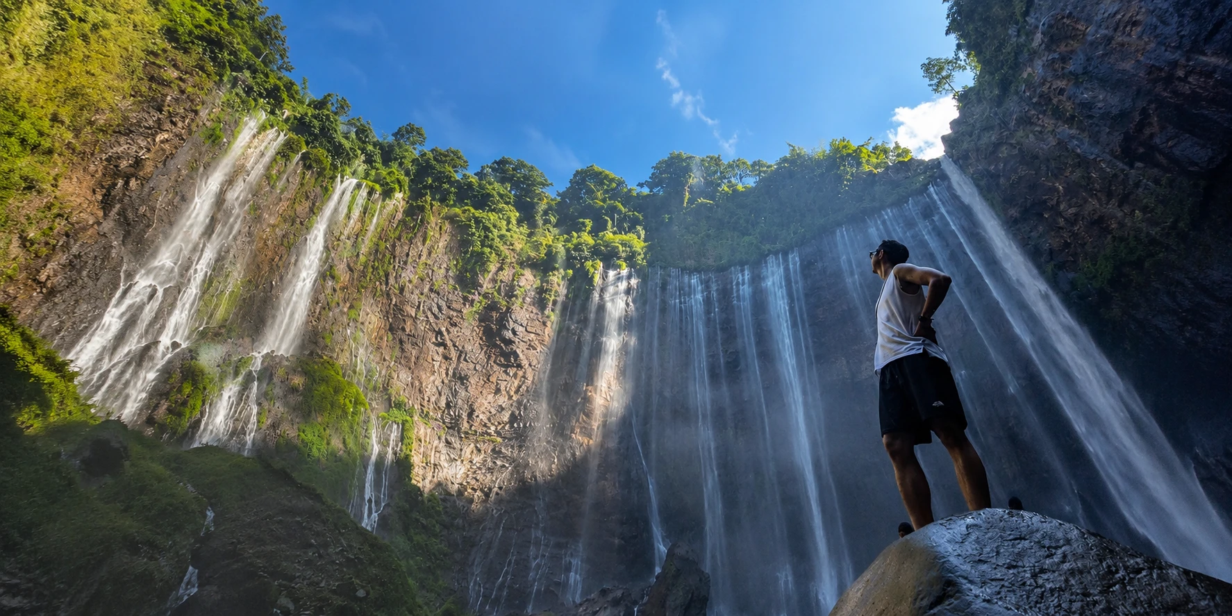 Guest at Tumpak Sewu waterfall, East Java